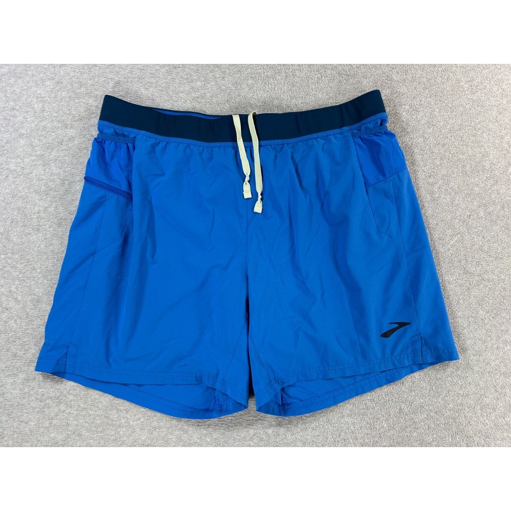 Brooks Compression Lined Light Weight Running Shorts (Men's XL) Blue - 7"